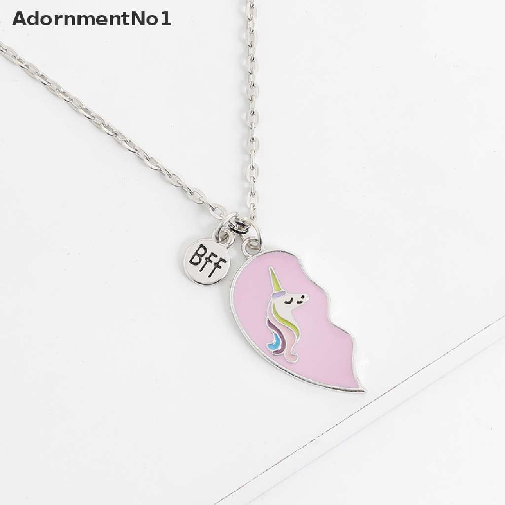 (AdornmentNo1) 2pcs / Set Kalung Rantai + Liontin Motif Unicorn + Tulisan Best Friends Untuk Wanita / Sahabat