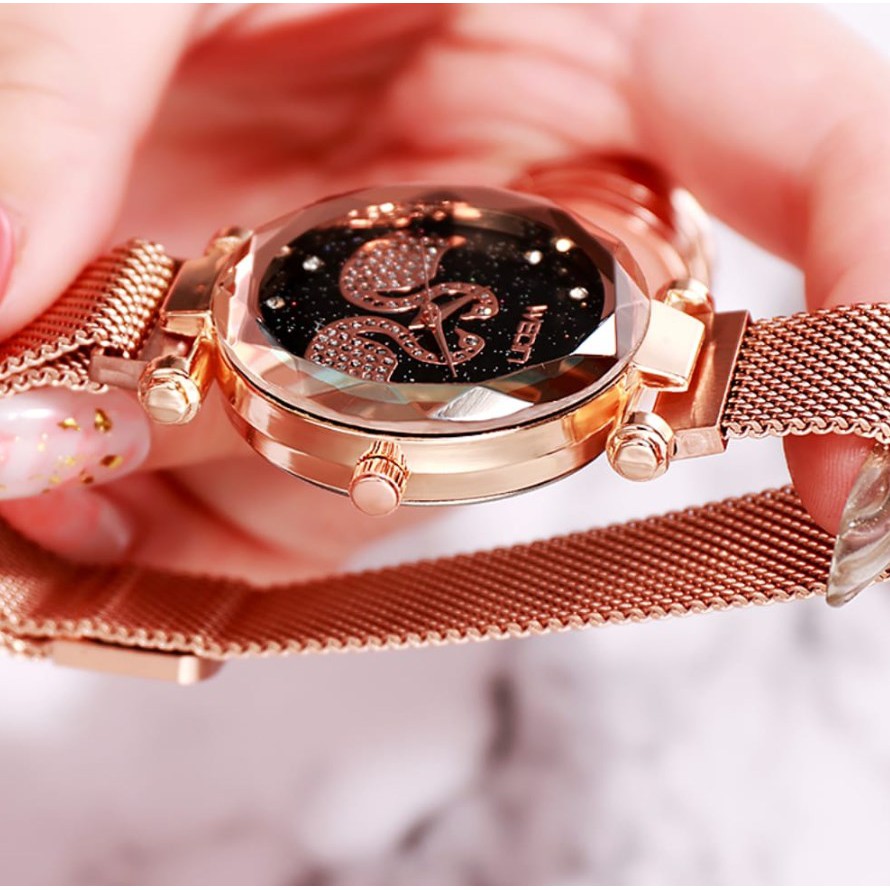 Jam Tangan Mewah Angsa TWO SWAN Magnet Mesh Korea Fashion Women's Wrist Watches