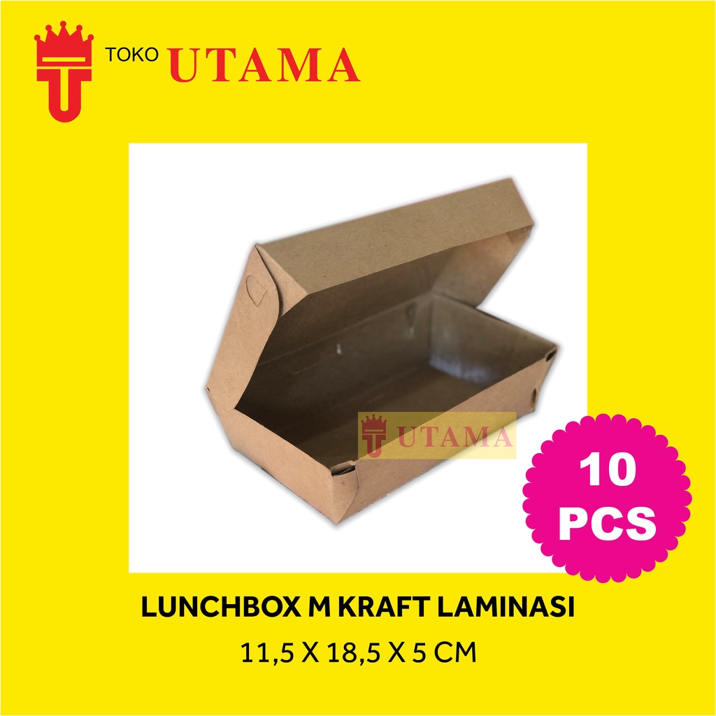 

(10pcs) LUNCHBOX POLOS M Kraft Laminasi Dos Dus Coklat Persegi Nasi