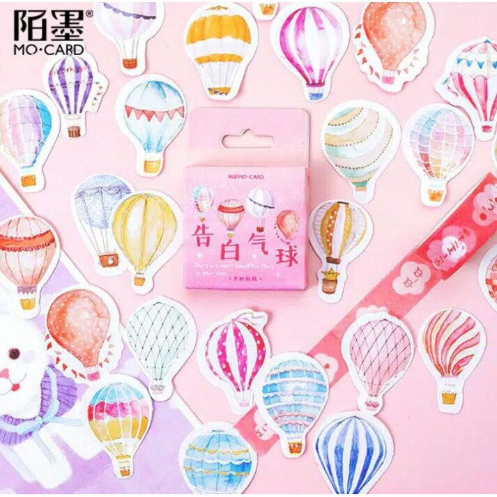 

46pcs aesthetic stiker box confession ballon lucu utk dekorasi scrapbook/album