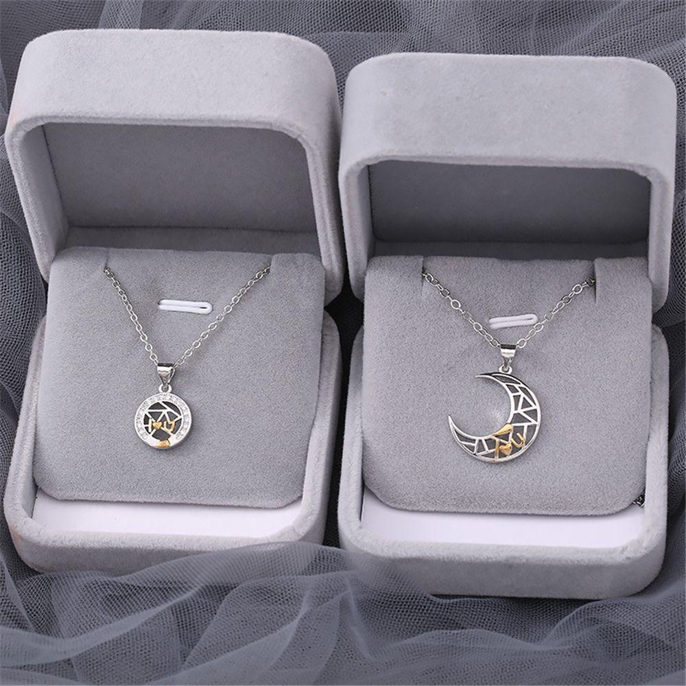 Solighter Moon Sun Necklace Hadiah Kalung Klavikula Wanita Pria Anti Karat