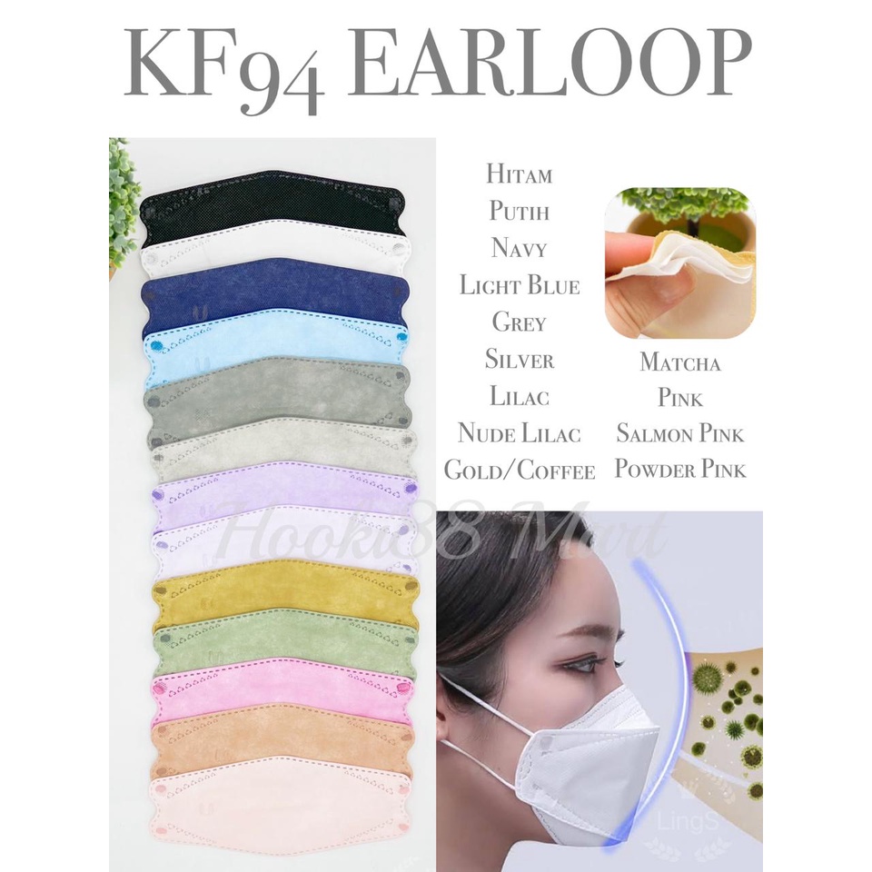 KF94 Masker Dewasa Korea / EVO Masker EARLOOP Disposable Mask 4Ply isi 10