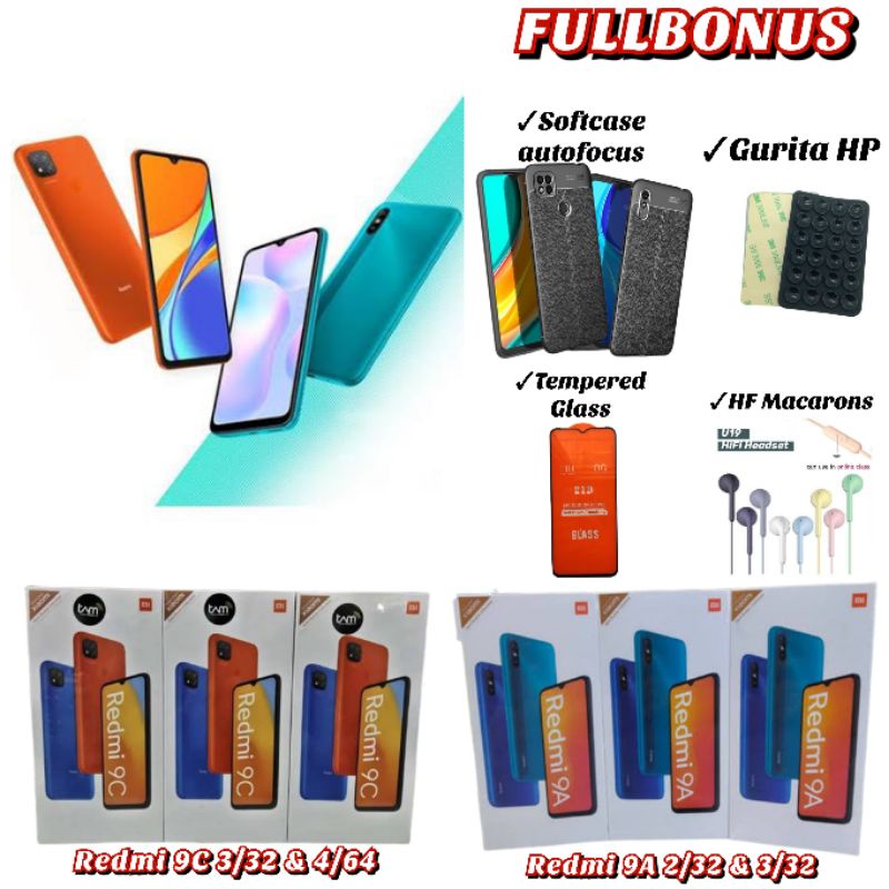 XIAOMI REDMI 9C 4 64 RAM 4GB ROM 64GB REDMI 9A 2 32 RAM 2GB~3GB ROM 32GB GARANSI RESMI