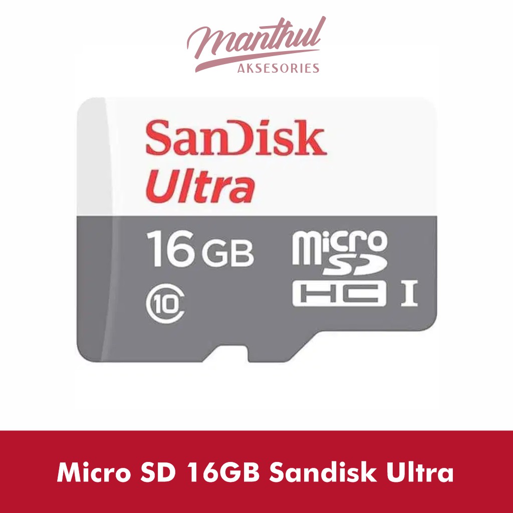 MicroSD Sandisk Ultra 16GB Class 10 80MBPS Micro SD Card 16 GB SDHC