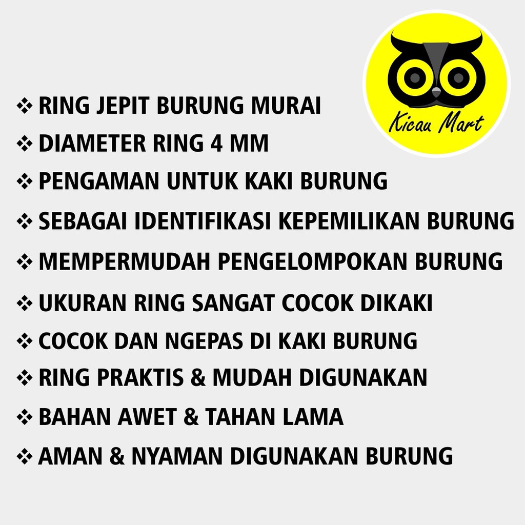 RING BURUNG MURAI RING  JEPIT 4 MM 4MM PENGAMAN GELANG CINCIN KAKI BURUNG MURAI BATU SHAMA GKSBOJ7