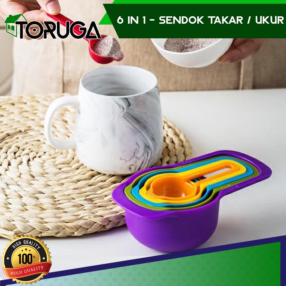 Sendok Takar Set WARNA WARNI Ukur Measuring Spoon Measuring Cup Takaran 6 in 1