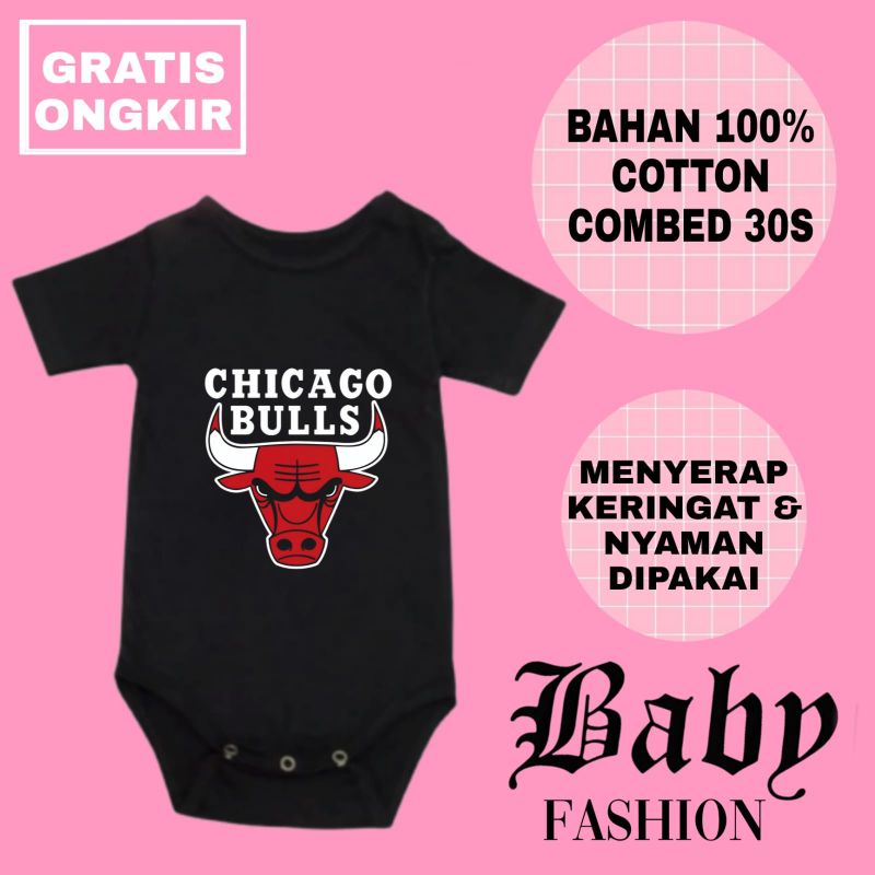 BABY JUMPER CHICAGO BULLS - Bodysuit Jumpsuit NBA BASKETBALL TIM Baby Kids - BAYI ANAK LAKI LAKI PER