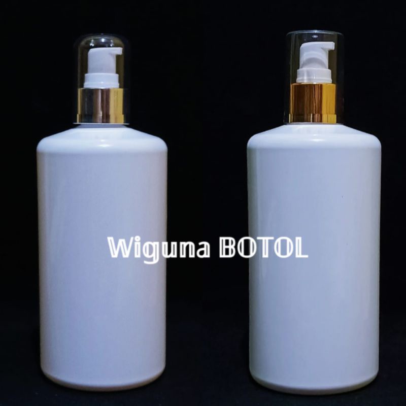 Botol Pump Treatment 500ml Fullcap / Botol PET 500ml Putih Tutup Pump Treatment Ring Almunium Fullcap