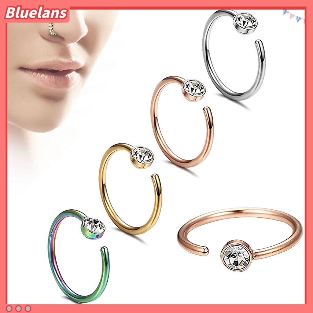 Bluelans Nose Ring Stylish Skin-friendly Multi Colors Non Piercing Nose Hoop