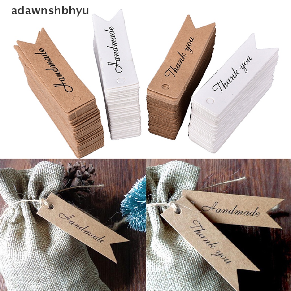 Adawnshbhyu 100tag Kertas Kraft Vintage Harga Kado Craft Card Name DIY Tag Sovenir Pernikahan