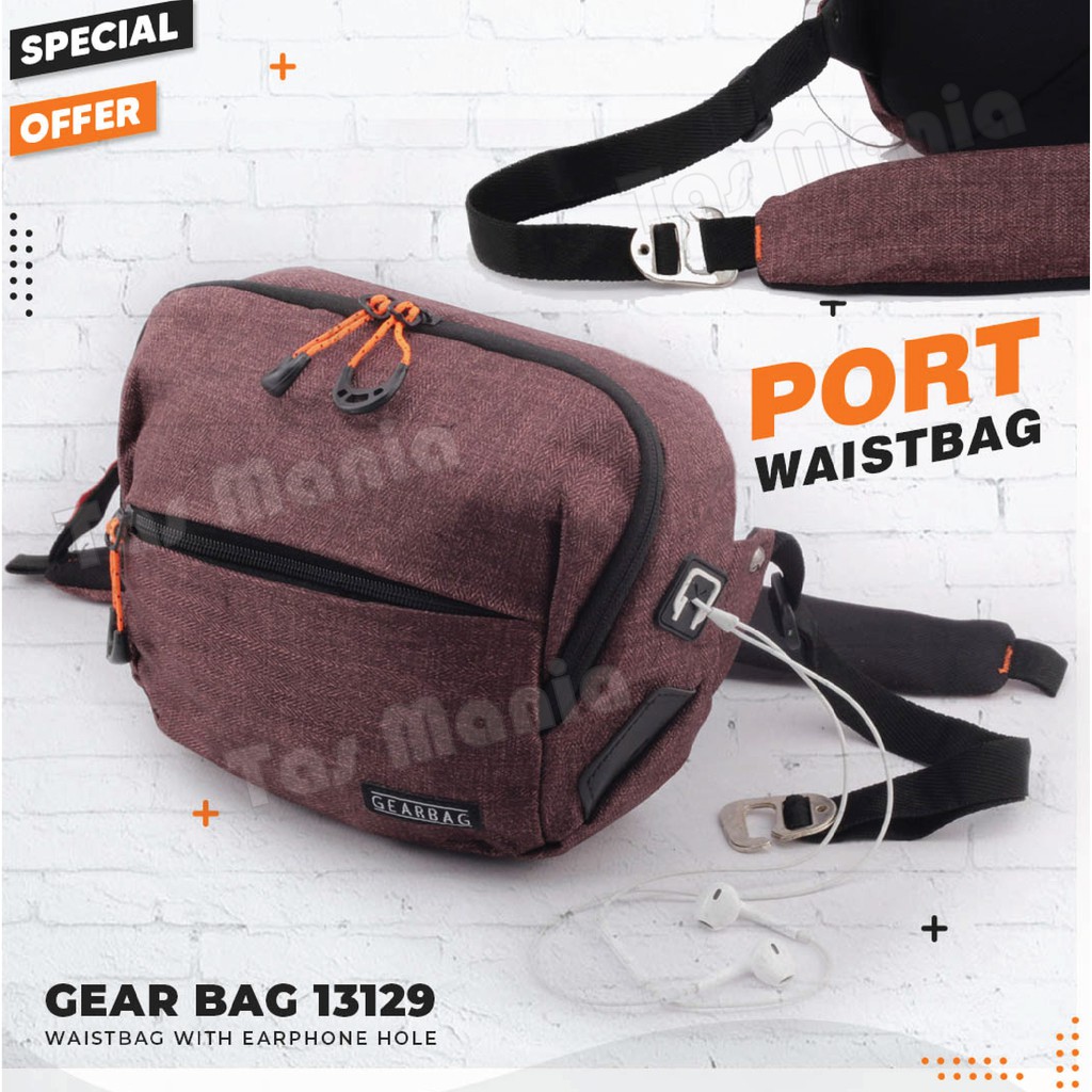 PTS -Gear Bag -  Port -13129 - Waistbag WITH EARPHONE HOLE BB - Tas Selempang Pria Tas Pinggang