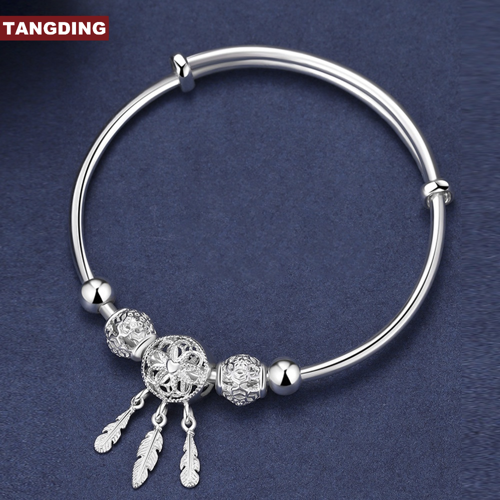 【COD Tangding】Gelang Tangan Adjustable Aksen Dream Catcher + Rumbai Bulu Untuk Anak Perempuan