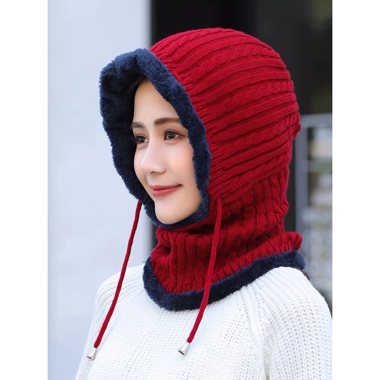 Topi syal masker musim dinginWinter hijab hat scarf