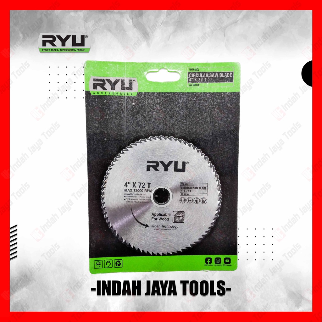 RYU 4&quot; X 72T Mata Pisau Potong Kayu 4 Inch Circular Saw Blade 72 T