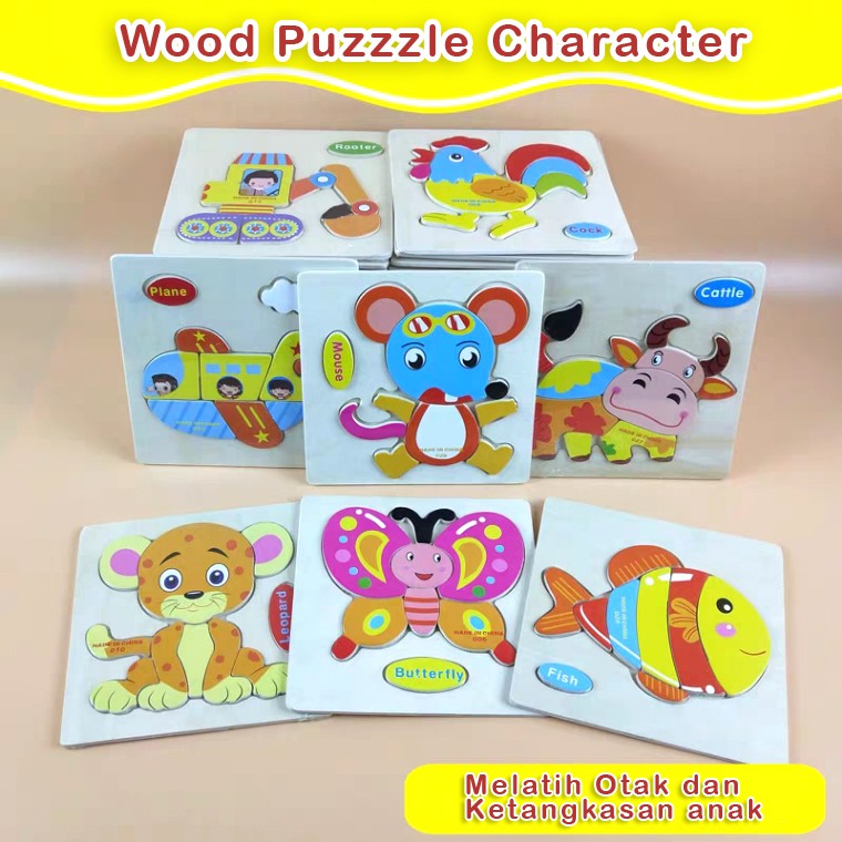  Shiyan mainan  puzzle kayu  bergambar mainan  edukasi anak  