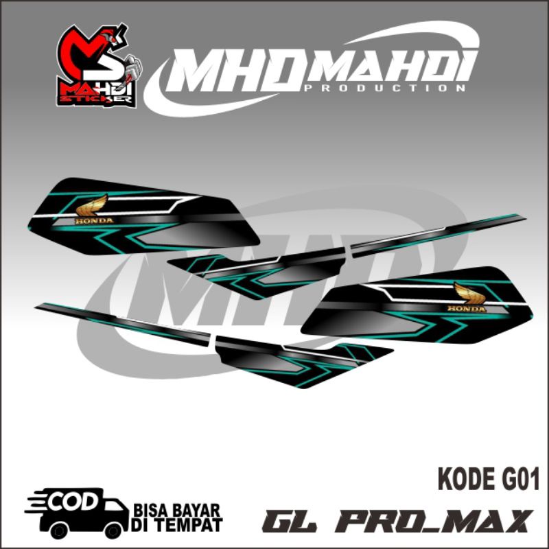 DECAL STICKER STRIPING HONDA GL MAX STRIPING STICKER HONDA GL PRO/MAX MERAH SILVER Sticker Stiker St