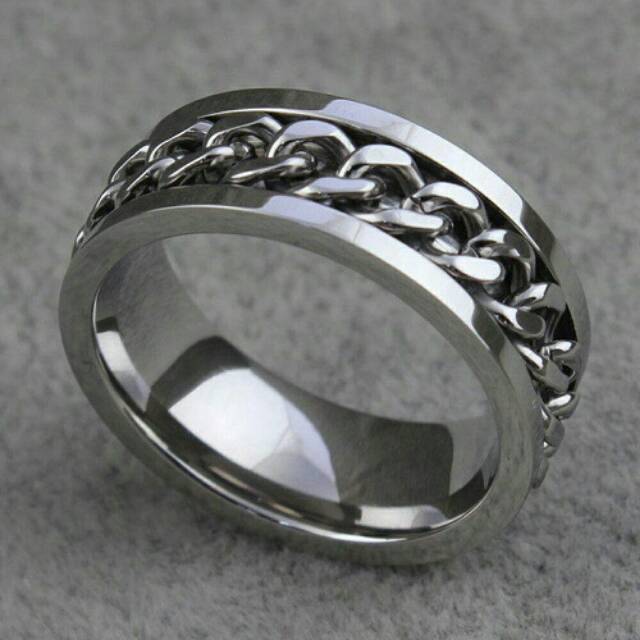 Cincin rantai titanium cowo aksesoris import korea
