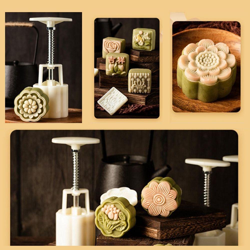 [Elegan] Cetakan Kue Bulan Indah Mooncake Handmade Kue Plungers Dapur Gadget Bentuk Bunga Lotus Baking Dekorasi Cookie Press