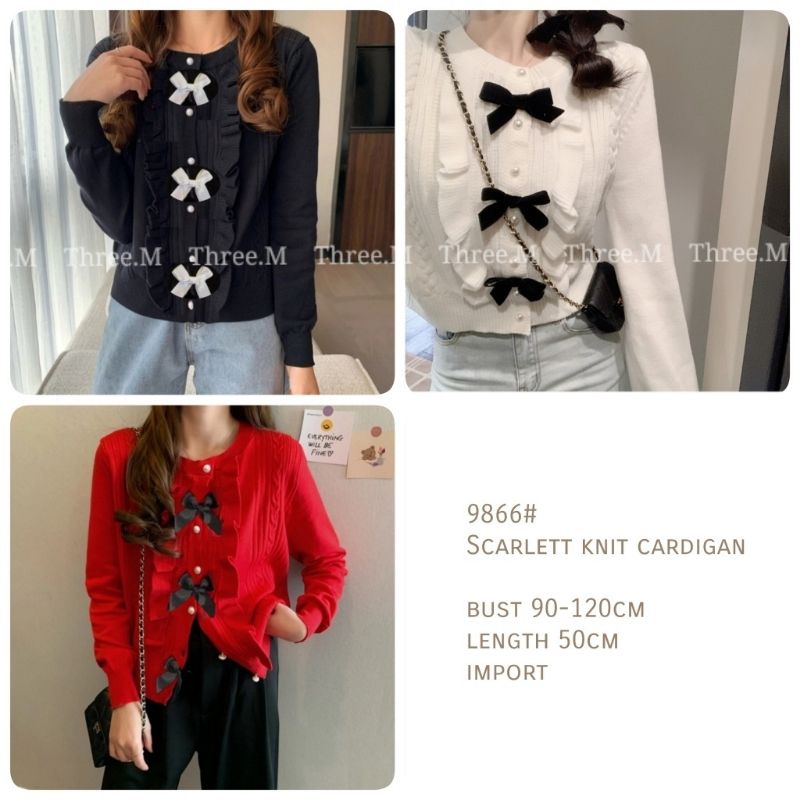 MDLV ~ 9866 SCARLET KNIT CARDIGAN / CARDIGAN RAJUT PITA LENGAN PANJANG CEWEK / FASHION IMPORT WANITA