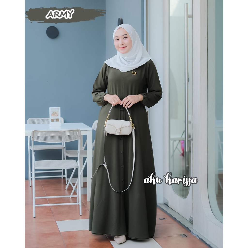 Dress Akifah ori aku karissa tifany twill dan videlya cringkle airflow dress serut bawah kancing busui