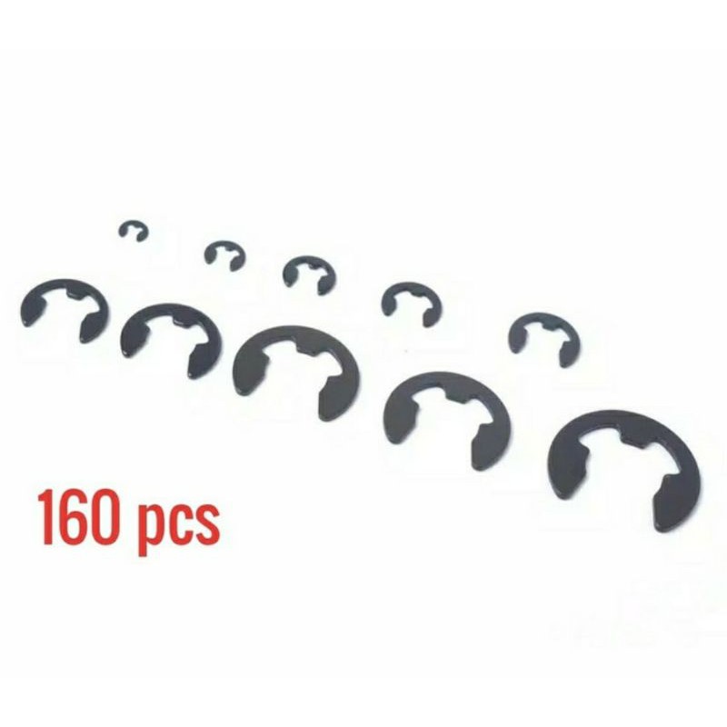 E Ring Snap Ring Carbon Steel 160 pcs Ukuran 2~10 mm