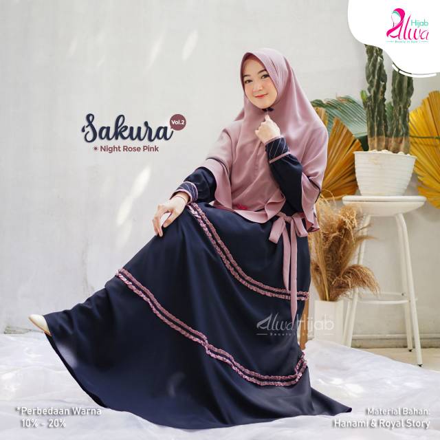 GAMIS SAKURA 1 SET KHIMAR II NON SET  || ALWA HIJAB