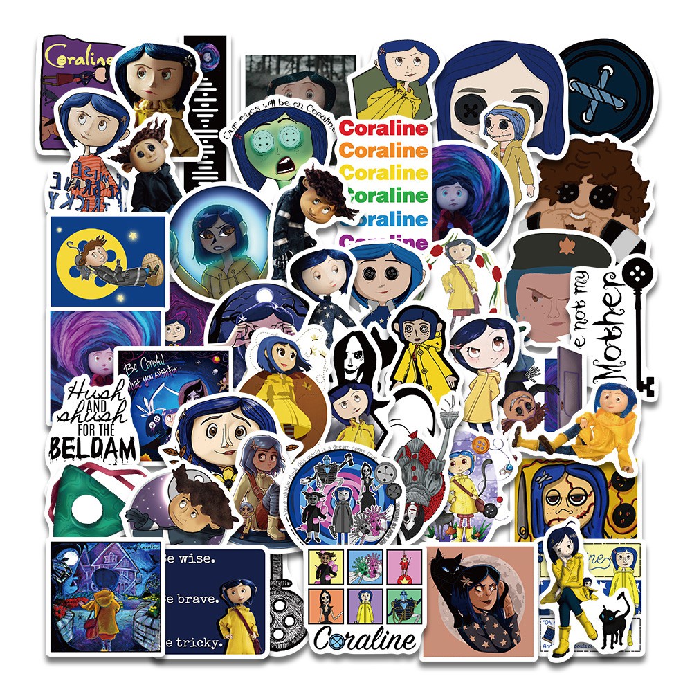 50pcs Animated Movie Coraline &amp; The Secret Door Stickers Personalized Decoration Luggage Waterproof Classic Toy Stickers