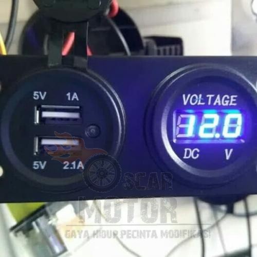 Voltmeter Plus USB volt meter Digital Meteran Pengukur aki charger HP Motor Universal motor