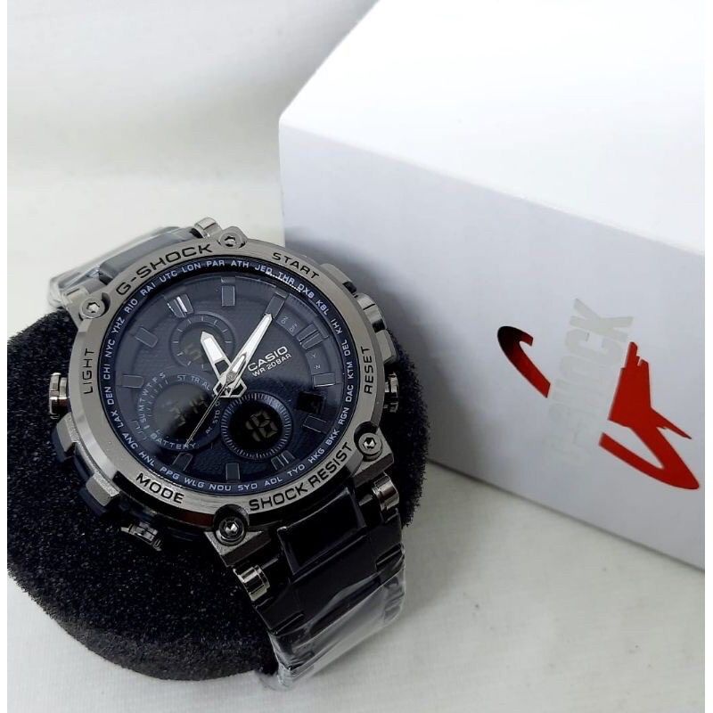 [COD] Jam Tangan Pria Casio G-Shock MTG-B 1000 Black Dualtime Rantai Stainless