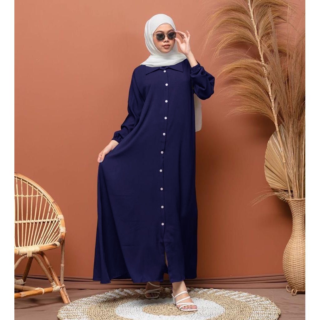 Baju Gamis Wanita Remaja Murah NB /XL Letsmuslimah Cewek Muslim Hijab Syari Muslimah 2022 Terbaru Lt-NEDA NAVY