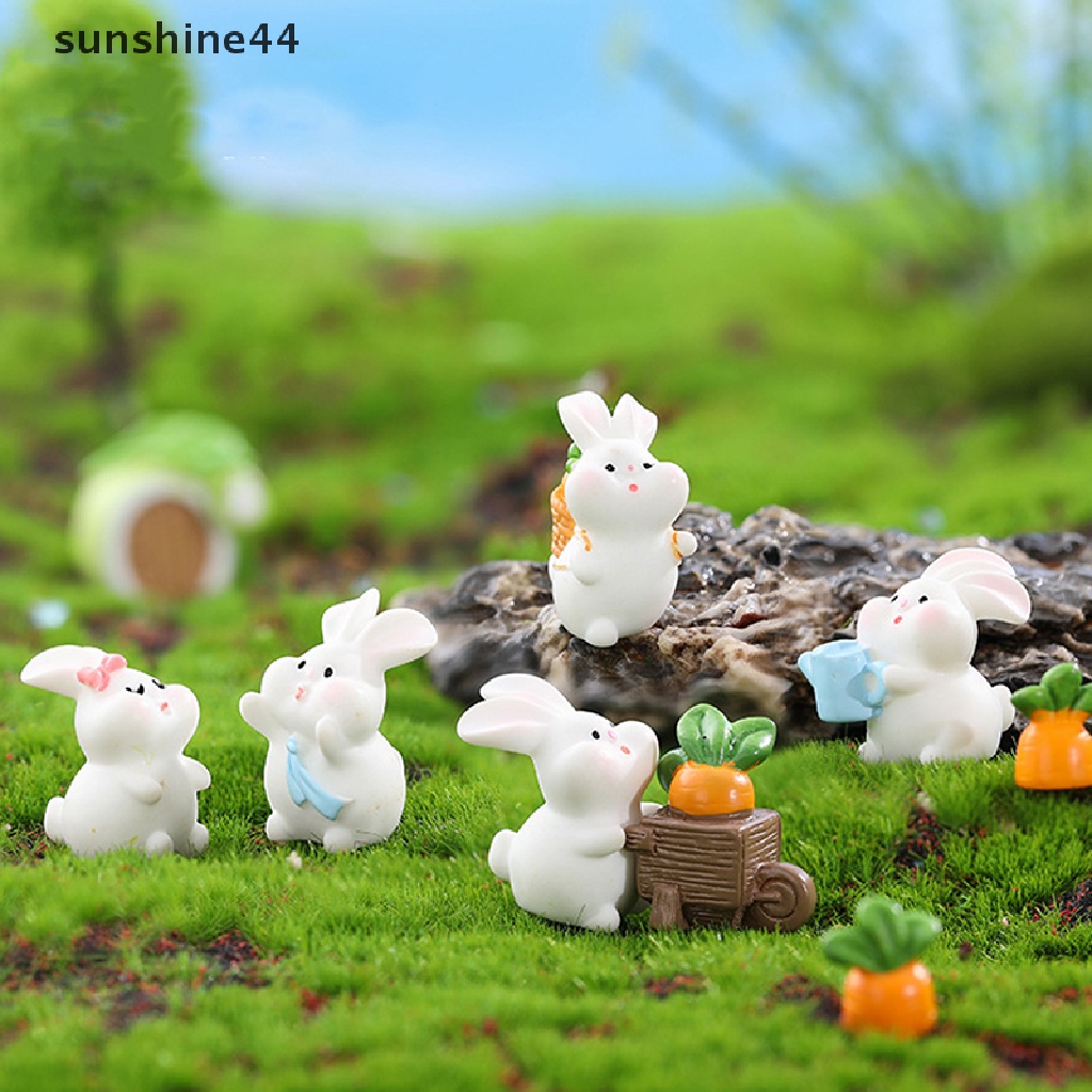 Sunshine Mainan Miniatur Kelinci / Wortel Bahan resin Untuk Dekorasi Rumah Boneka