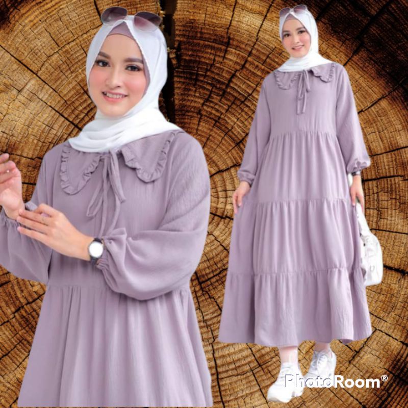 MIDI DRESS  Baju wanita terbaru bahan Cringcle Air flow all size