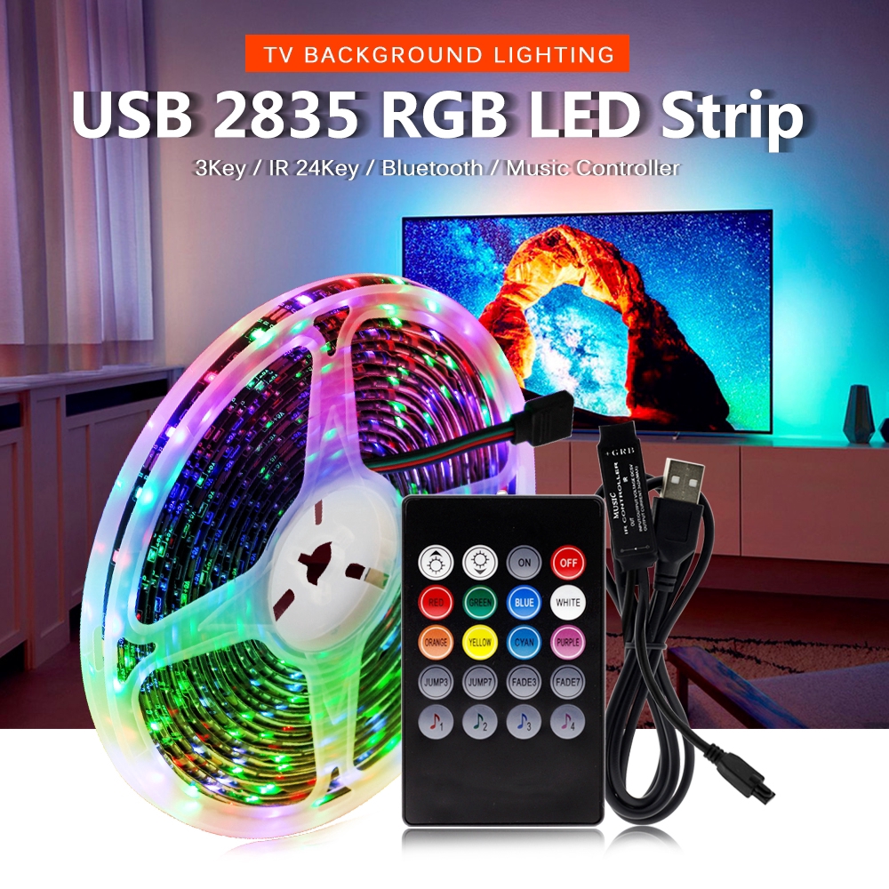 LAMPU LED STRIP 2835 5M Remot RGB USB LED Light Tape LAMPU LED STRIP 2835 5M Remot RGB USB LED Light Tape