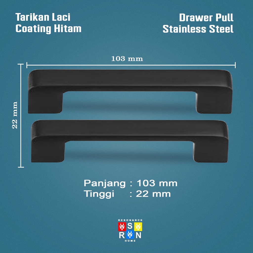 Tarikan Laci Coating Hitam 8510 / Handle Gagang Pintu Laci Lemari Resonance Home