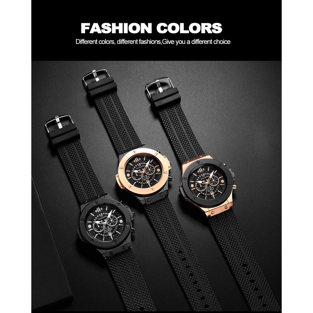 Jam tangan pria Vavavoom 215 Original Strap Silicone Kalender Quartz Move Anti air