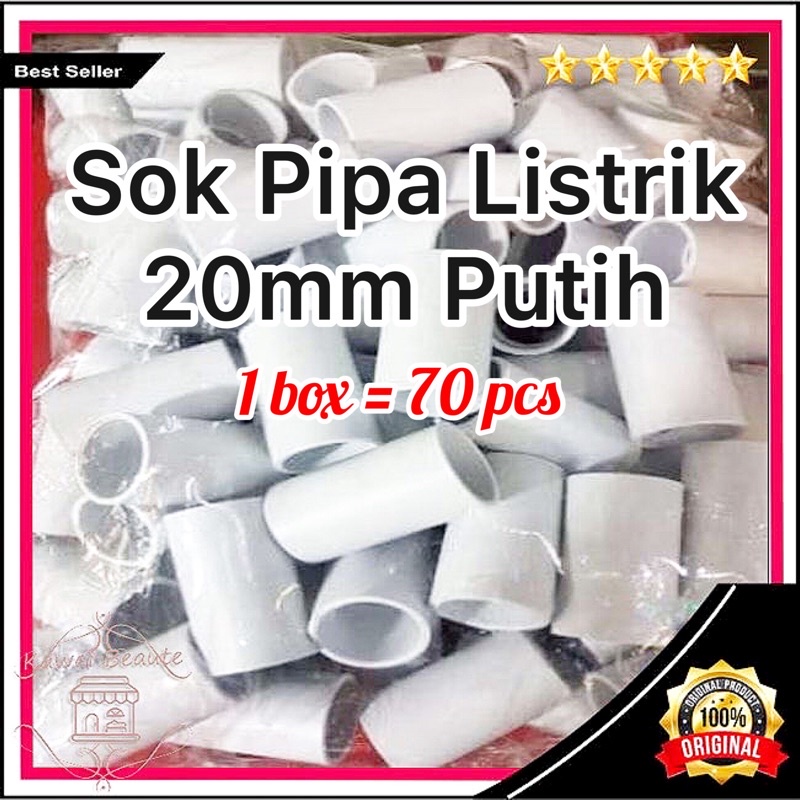 Visero Sok Pipa Listrik 20mm (isi 70 PCS)/ Sok Sambungan Pipa Listrik Lurus Conduit Boss 20mm milimeter