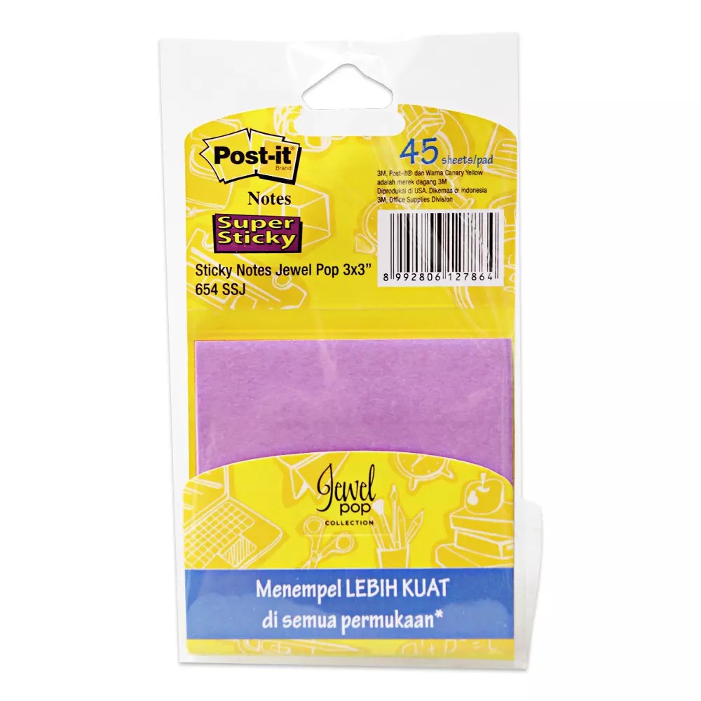 

POST-IT STICKY NOTES JEWEL 654 SSJ 3X3 PURPLE 3M