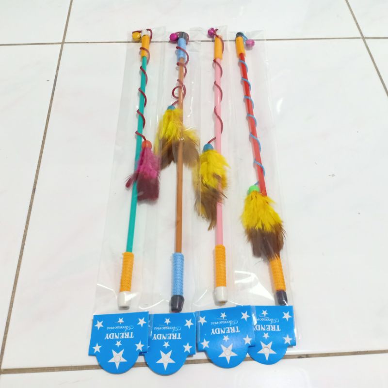 Mainan Kucing Tongkat Tali Bulu