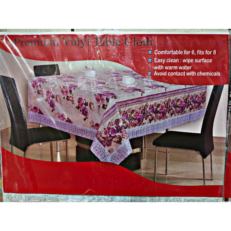 Vinyl Table Cloth Taplak Meja Makan | Taplak Meja Ukuran Besar | Alas Buat Meja Makan Segi aprinted PVC 54 x 72 Inch