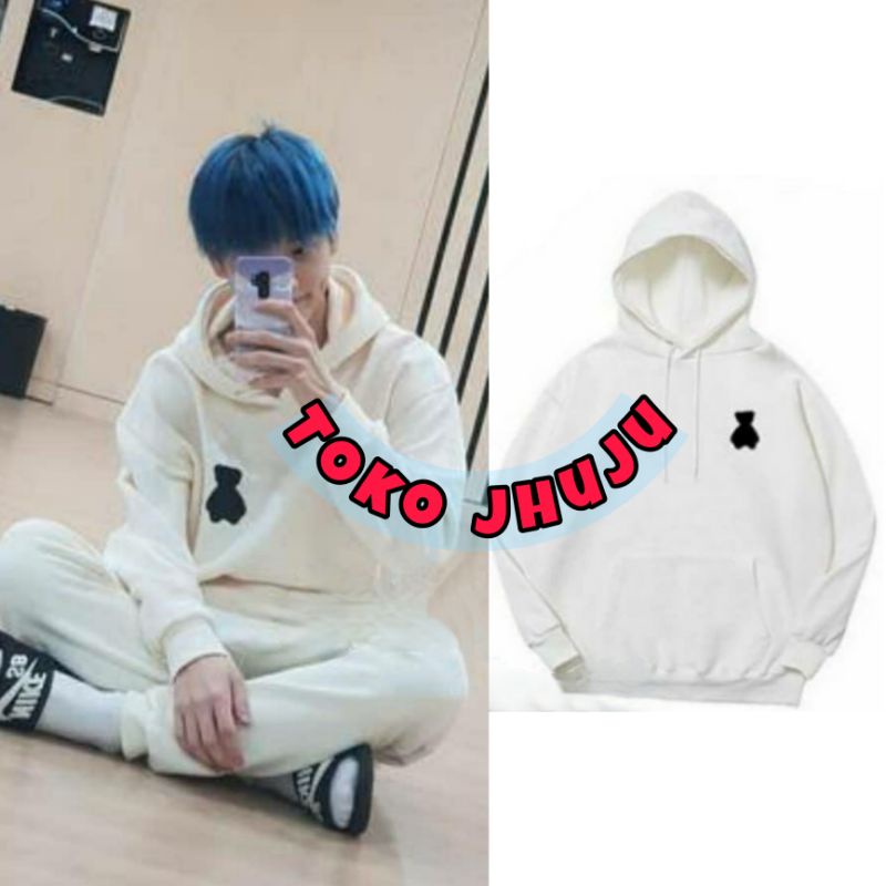 Hoodie Jumper TXT Soobin style Black Bear Logo Small