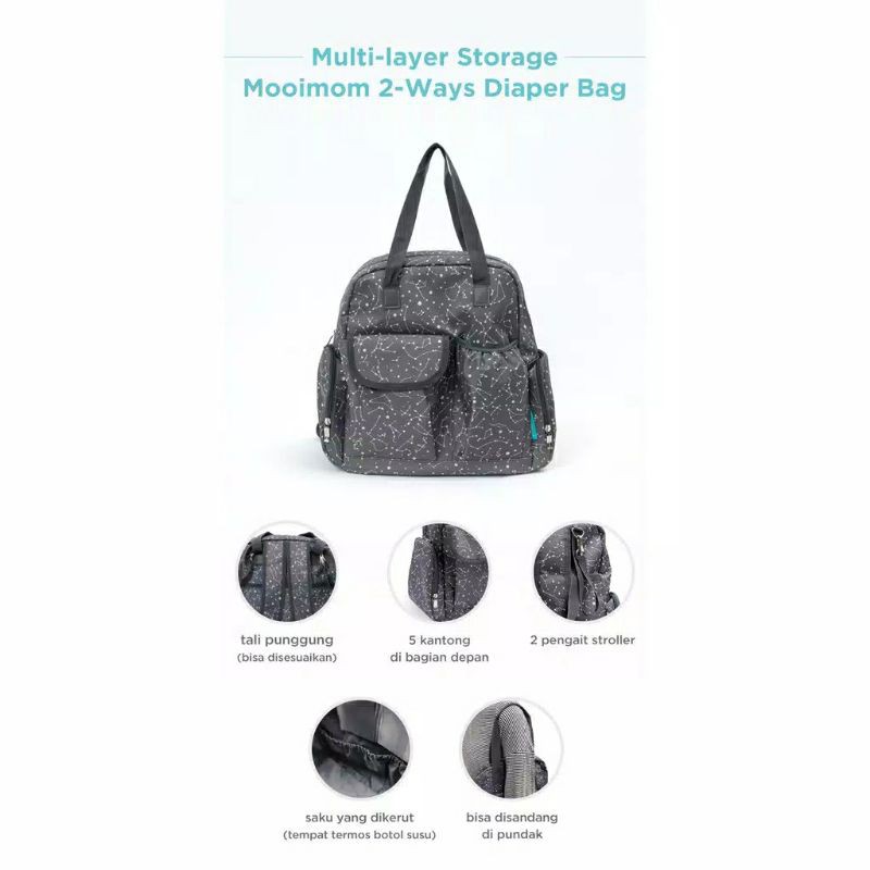 MOOIMOM 2 Ways Diaper Bag (Tas Bayi) / Tas mooimom / diaper bag / tas bayi / mooimom diaper bag / two ways diaper bag / tas pampers / tas diapers / tas fashion