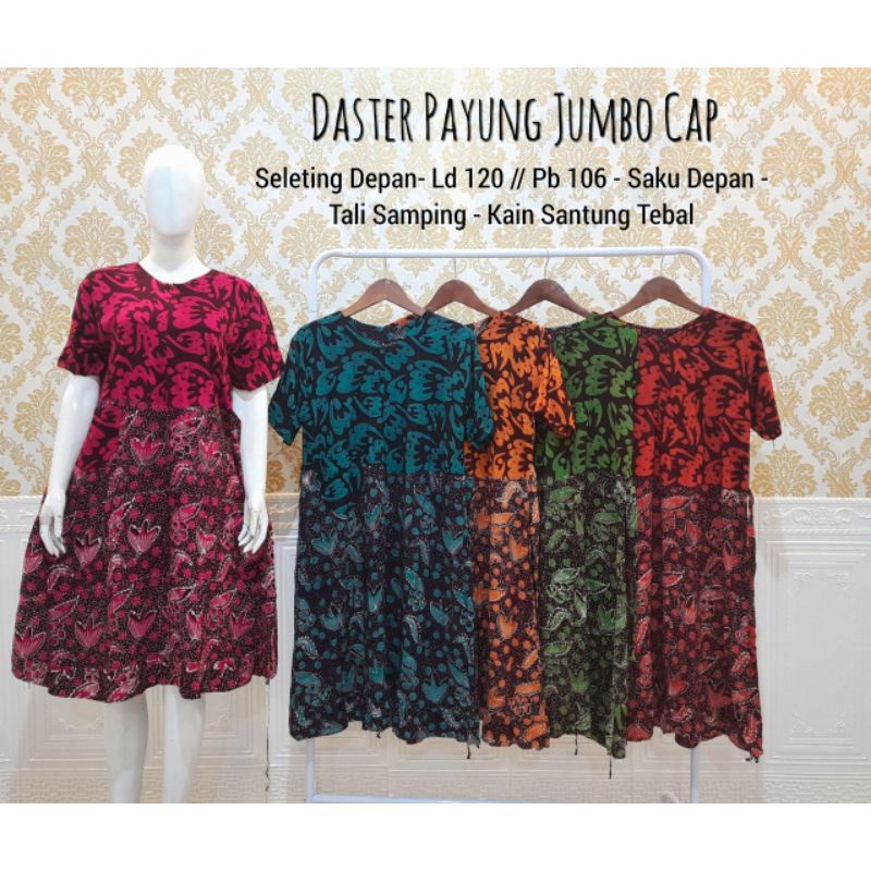 daster payung jumbo cap ld 120/daster batik saku depan jumbo