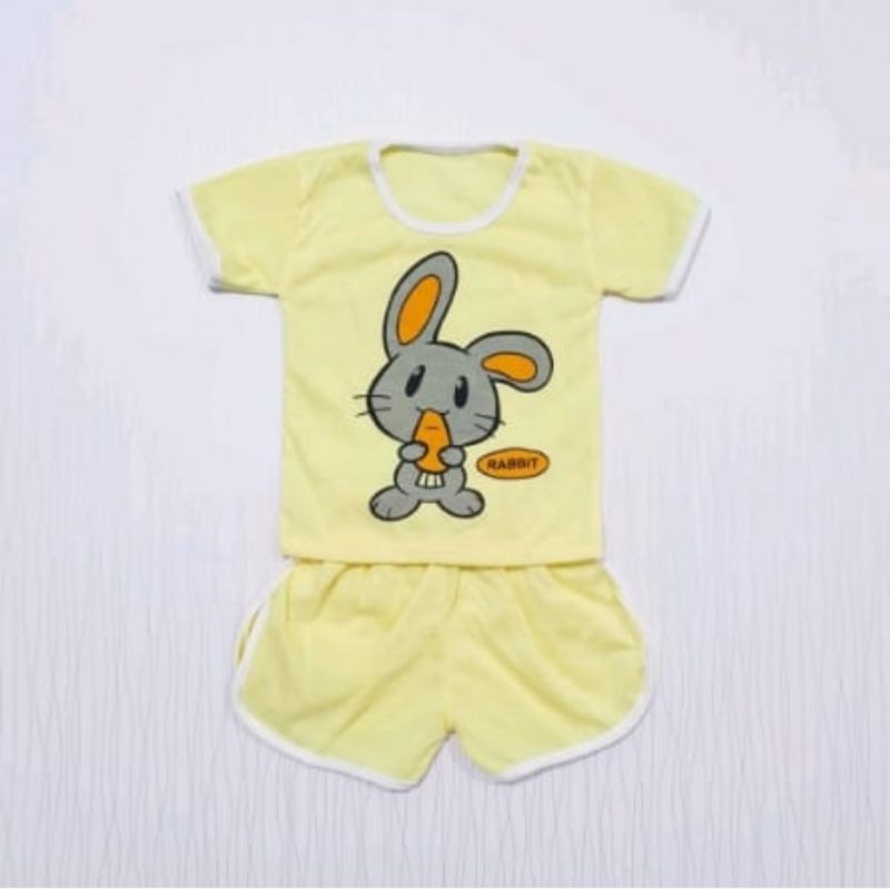 SETELAN BAJU ANAK PAKAIAN LUCU BAYI KARAKTER KELINCI MURAH USIA 0-1THN