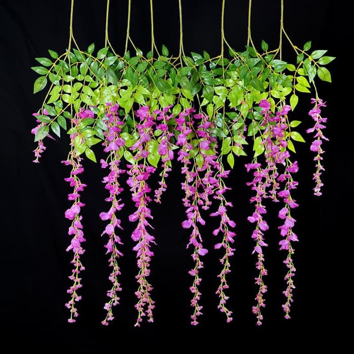Bunga Wisteria Ungu Merah Kecil Artificial Bunga Plastik