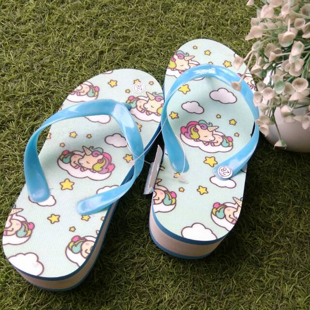 Unicorn Sandal  Sendal Hak Wedges Anak  Perempuan  Custom 