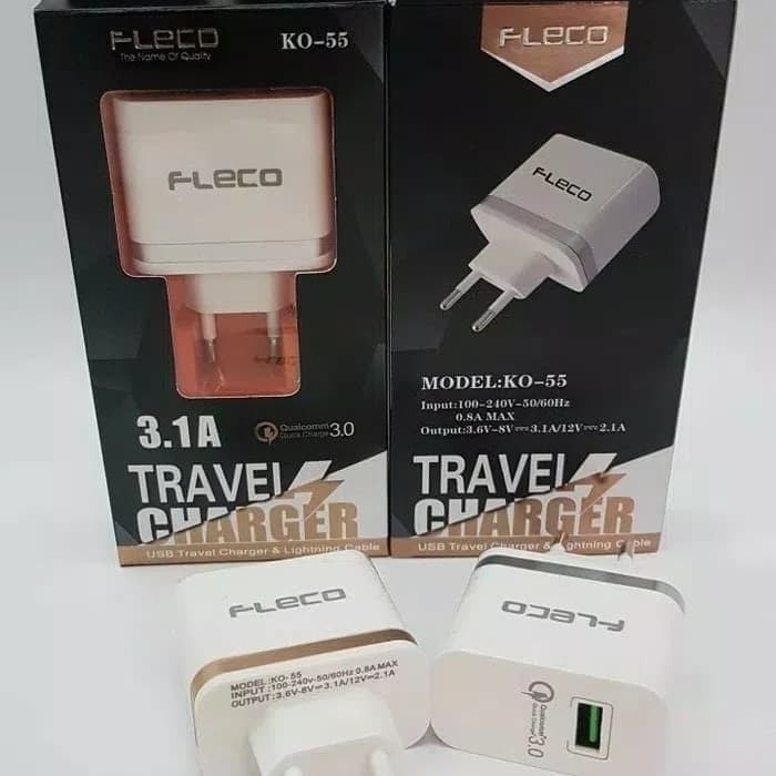 Adaptor Charger FLECO KO-55 Fast Charging 3.1A 9V Plus Kabel