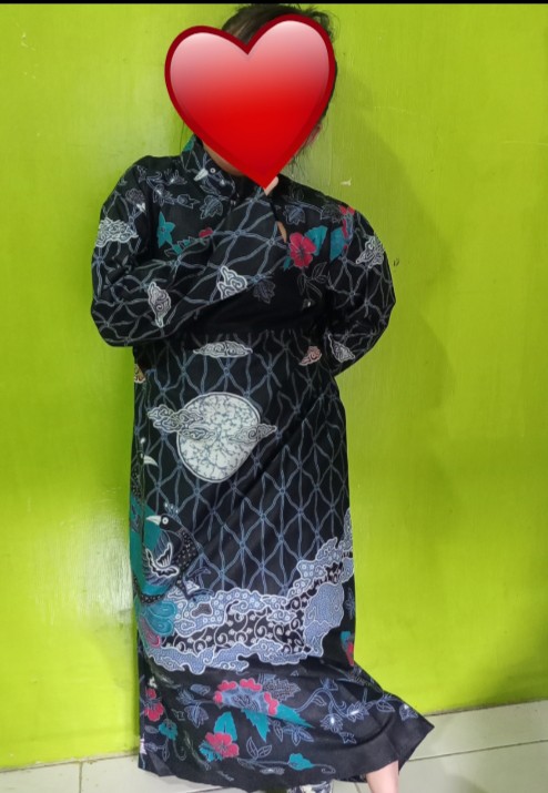 Batik Couple Keluarga Sania Ruffle Ori Ndoro Jowi Dnt Motif Rembulan Abu