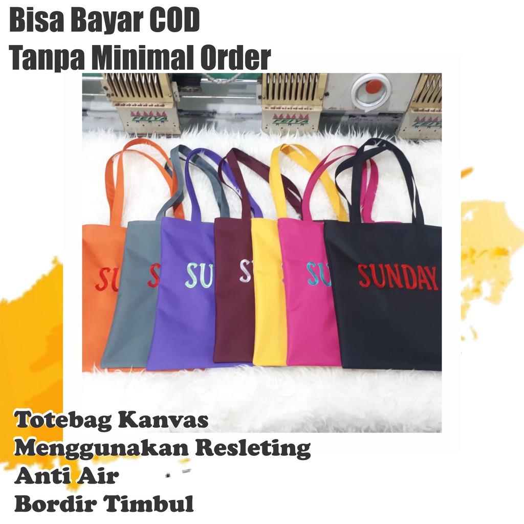 Totebag Bordir Custom ll Kanvas ll 35x40cm