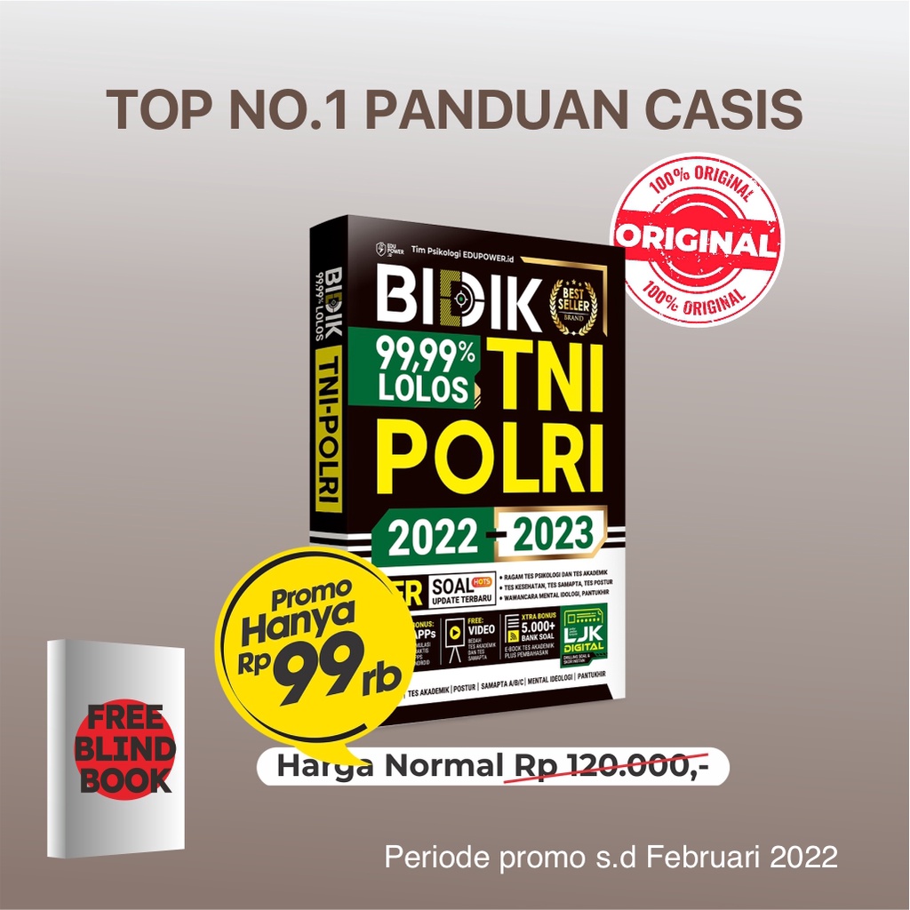 BUKU BEST TNI POLRI TERLARIS BIDIK 99,99% LOLOS TNI POLRI 2022 - 2023