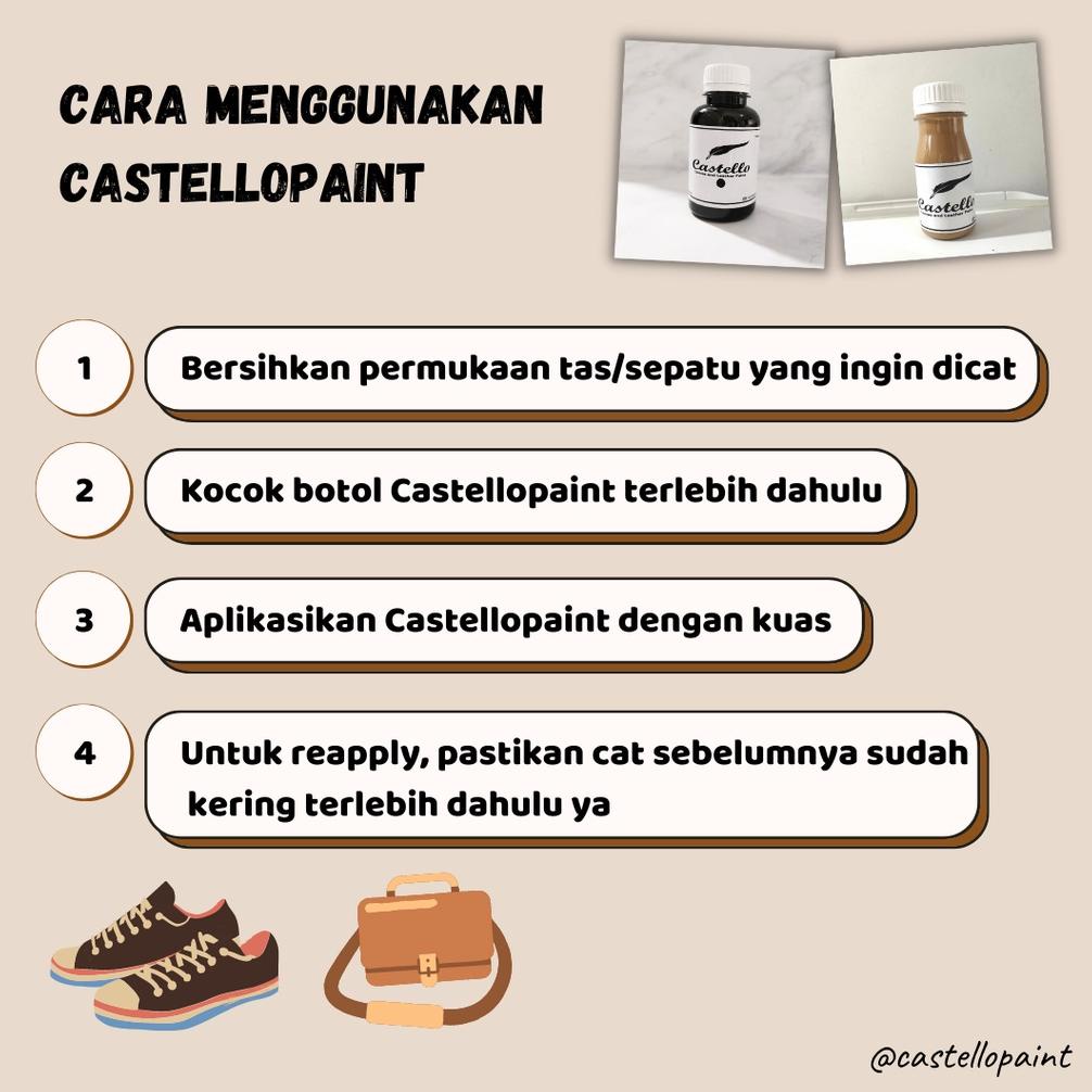 

[KODE PRODUK QSFKE6167] Cat Castello Sepatu dan Tas Hitam Khusus Kulit & Kanvas